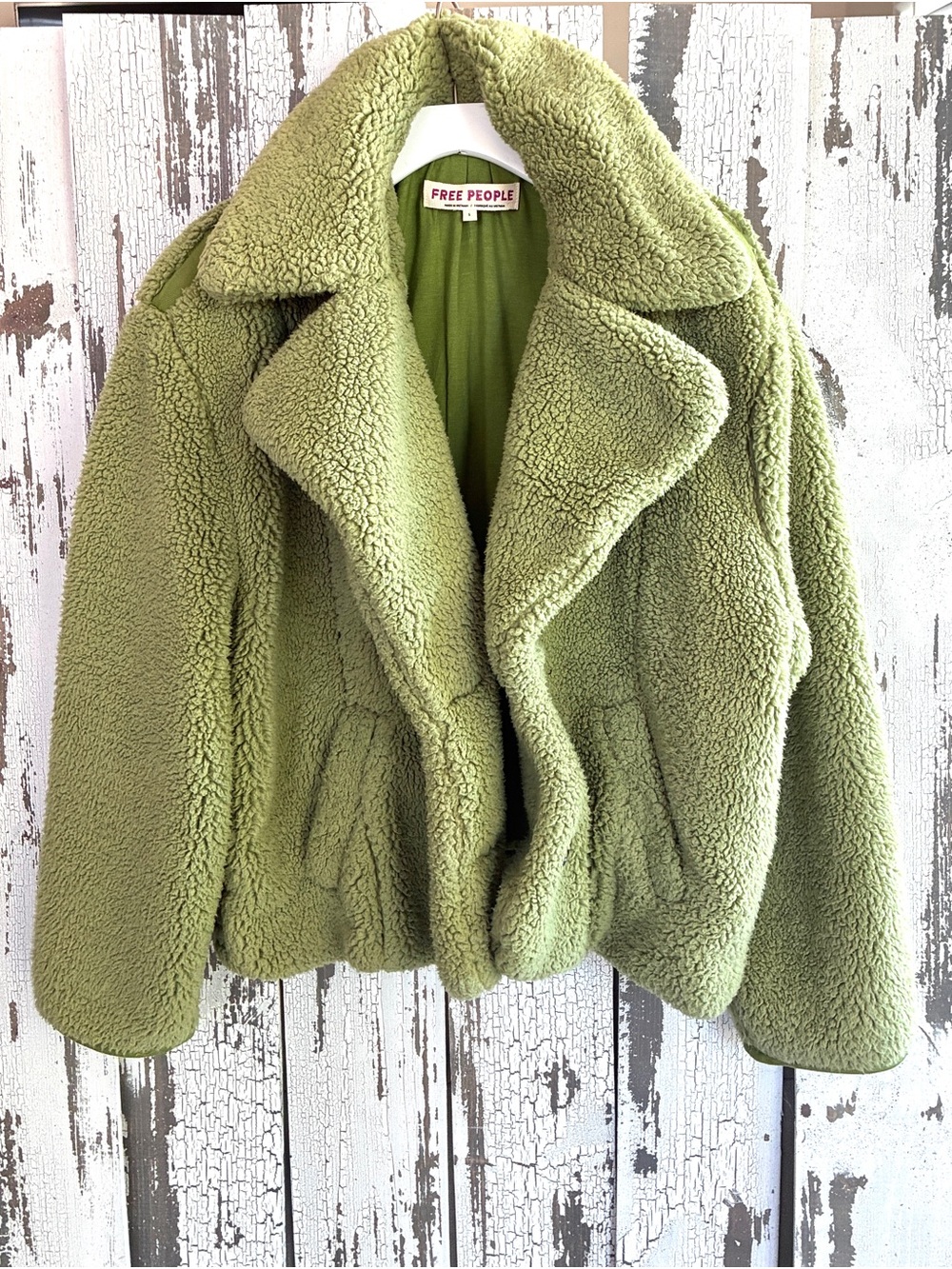 FREE PEOPLE JOPLIN COZY JACKET Teddy Jacket Olive Green Small